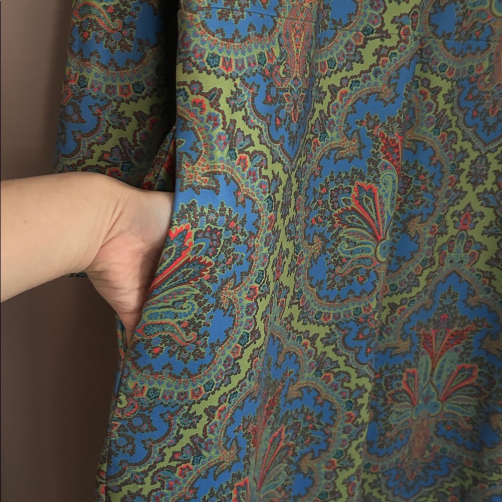 Gretchen Scott Scorching Hot Dress Passion Paisley Mock Neckline Pockets Size L - Picture 10 of 15
